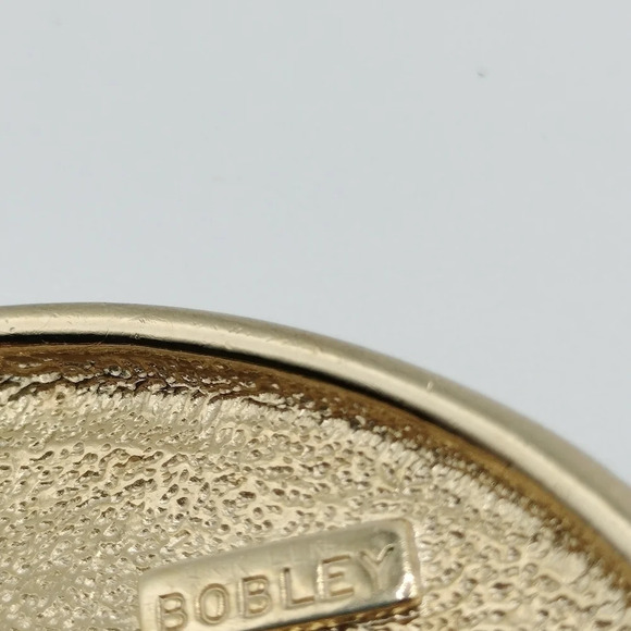 Bobley Gold Tone Swirle Leaf Design Brooch Pin 3.5" - Picture 4 of 5